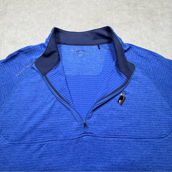 Peter Millar mens XL royal blue quarter zip golf pullover athletic travel wear - Picture 6 of 11